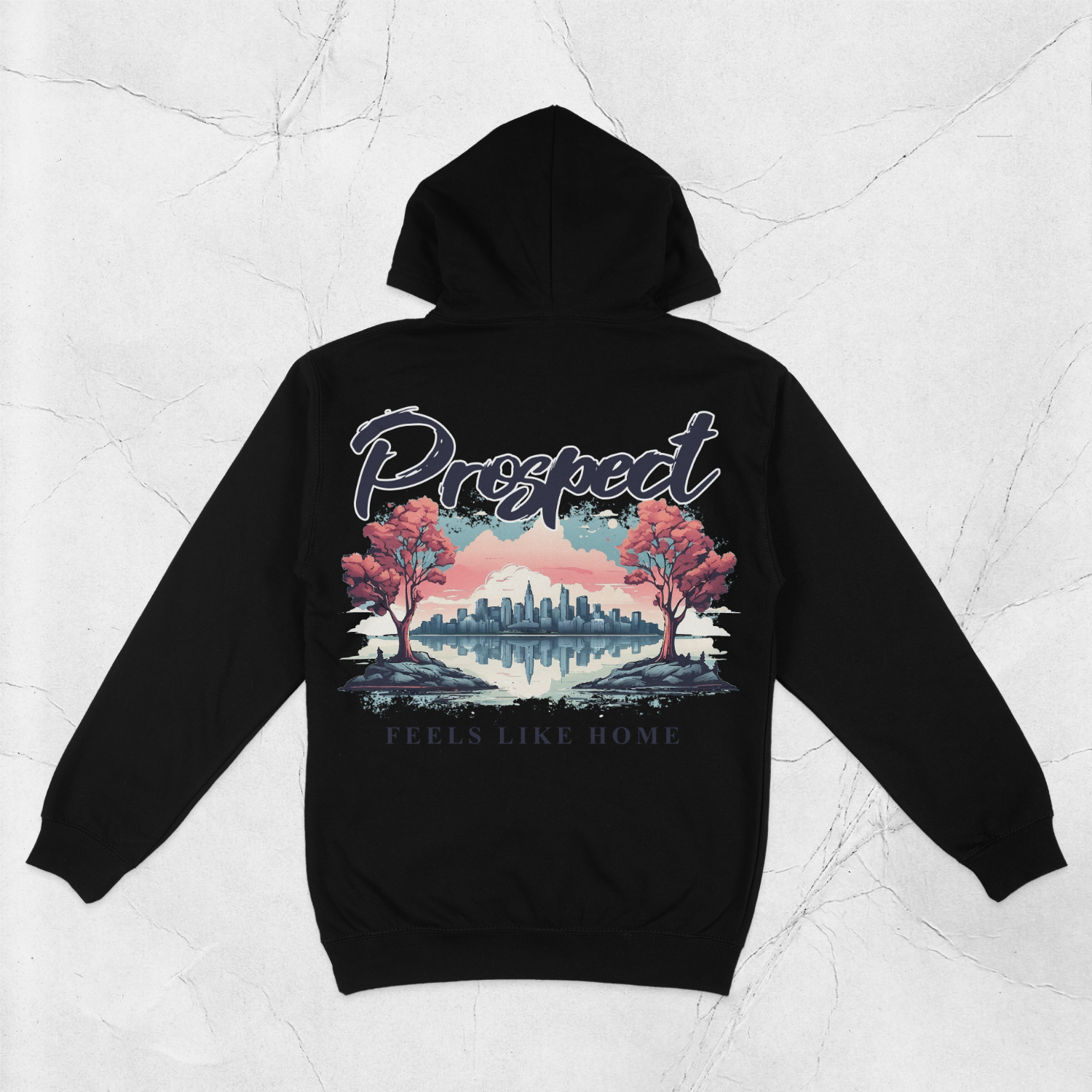 Feels Like Home Black Hoodie Back Design