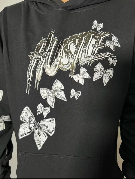 Hustle | Black Hoodie (Without Sleeve Design)