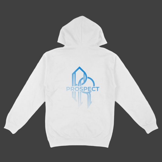 Prospect | White Hoodie (Back Logo)